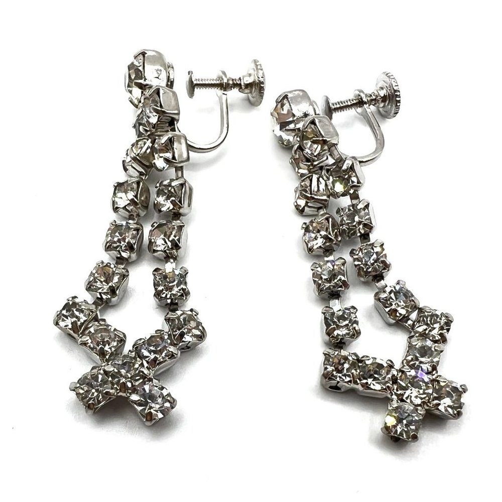 Vintage Screw-Back Rhinestone Earrings